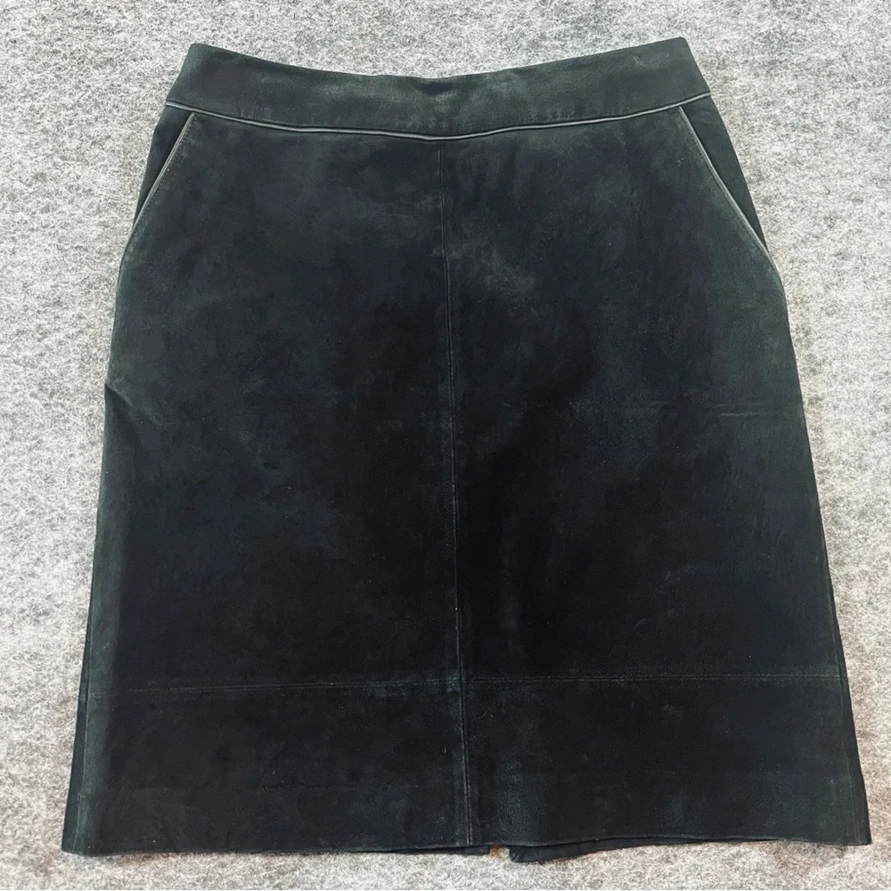 Ann Taylor Loft 100% Leather Pencil Skirt Black Size 6P Classic Western Business - Picture 1 of 12